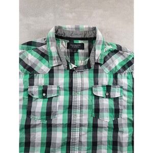 Heritage 1981 Shirt Mens L Fit S Greeen Plaid Western Short Sleeve Pearl‎ Snap